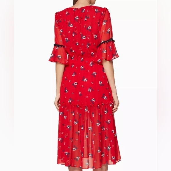 Misa Los Angeles Raquel Midi Dress- Red Floral/ Size Small - Picture 2 of 6